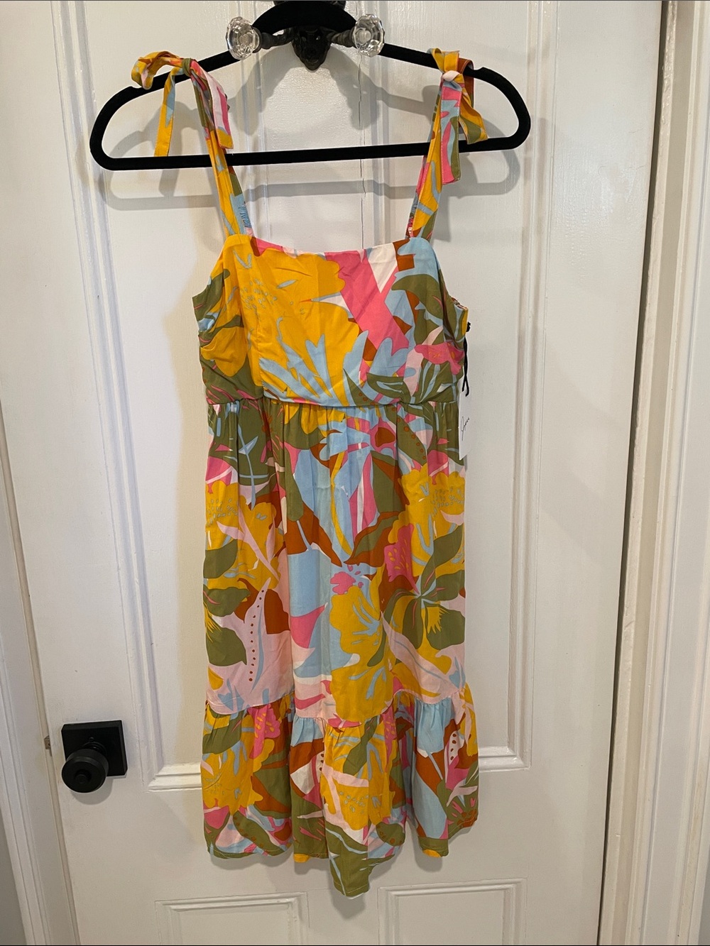 Yellow Floral Tie-Shoulder Sundress